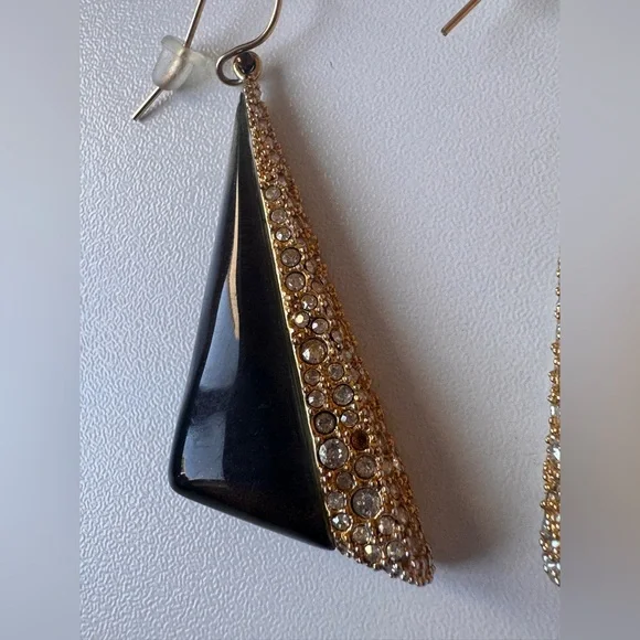 Alexis Bittar Black Lucite Linear Inlay Crystal Earrings - Picture 4 of 6